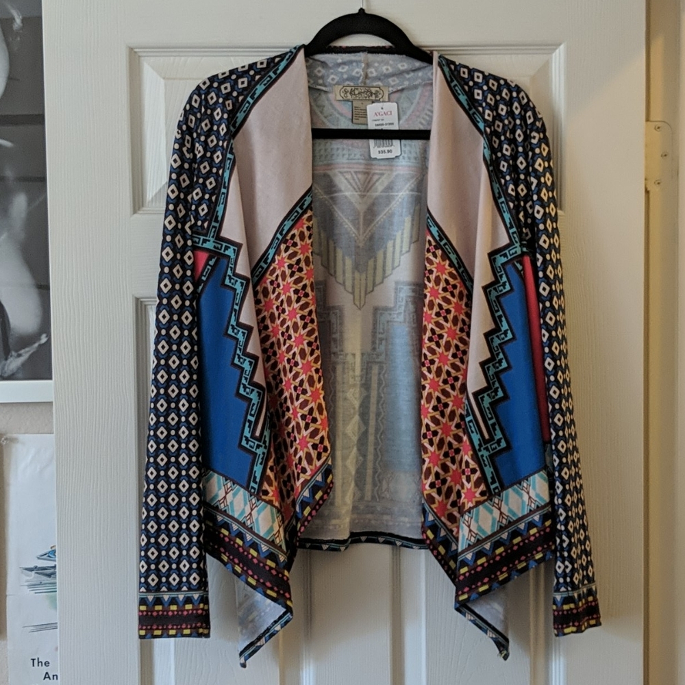 Flying Tomato Aztec Boho Cardigan/Kimono Topper